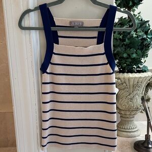 J. Crew Blue and Cream Striped Tank Top
